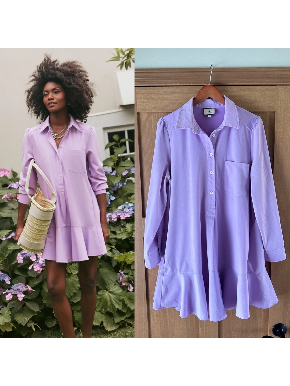 Tuckernuck Callahan Long Sleeve Mini Button Down Shirtdress in Lilac Women’s XL